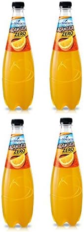 San Benedetto: "Aranciata Zero" Orange Flavoured Soda Pop with No Added Sugar 25.36 Fluid Ounces (75cl) Bottles (Pack of 4) [ Italian Import ]