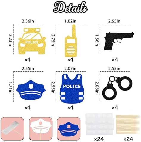 24Pcs Police Retirement Cupcake Topper, Police Officer Cupcake Decorations, Officer Grad Decoration, Police Party Decorations, Congrats Officer Party Topper Supplies Blue Gold Black