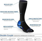 Double Couple 8 Pairs Compression Socks Men Women Knee High Compression Stockings for Sports Support Socks