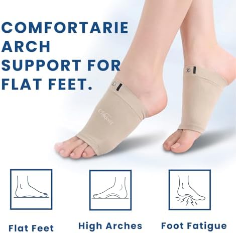8 Pcs Arch Support Sleeves Wraps for Flat Feet Plantar Fasciitis Relief - Compression Foot Brace Socks with Gel Cushion Pad - Metatarsal Heel Spur Pain Relief Orthotic Inserts Men Women
