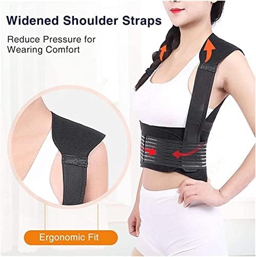 Posture Corrector Tourmaline Self-Heating Magnetic Therapy Waist Back Shoulder Spine Lumbar Brace Back Support Belt Pain Relief Back Posture,Black-Medium,Black-Medium