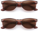 2 Pack Reader Sunglasses for Men Women Classic Rectangle Reading Glasses Outdoor Full Lenses Magnifying Eyewear UV Protection Bright Brown +1.0