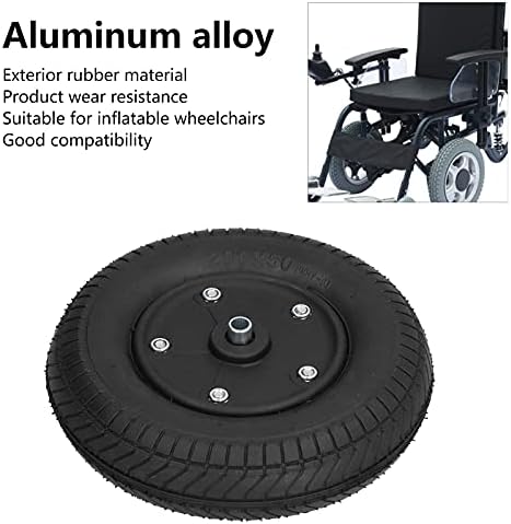 Wheelchair Wheels Replacement 8in Inflatable Electric Front Wheels Front Tire Skidproof Rubber Accessories Pipe Hole 9mm 200x50cm