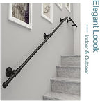Outdoor Grab Rail, Wall Balustrade Foot Rail Support Handle Safety Bar Stairs Handrail Banister Rail Support Kit External Outside, Black Metal Wrought Iron (Size : 13.1ft/400cm)