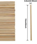 200PCS Round Long Bamboo Dowel Rods, 1/4 x 6 Inch, Unfinished Natural Wooden Craft Sticks for DIY Crafts, Cake Pops, Skewers, Cotton Candy Sticks
