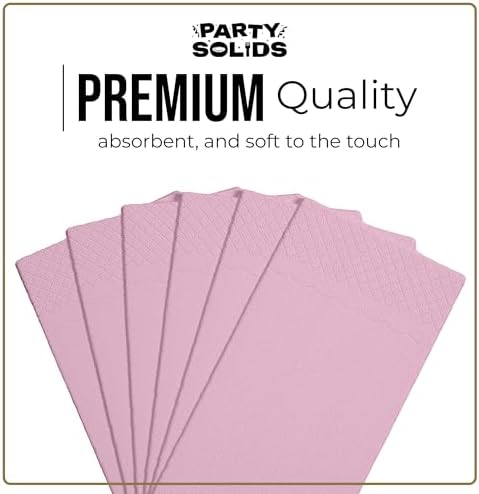 Party Solids Pink Dinner Napkins Disposable 8" x 4" Folded - 40 Pcs 2 Ply Pink Napkins Disposable Paper Guest Towels for Bathrooms, Dinners, Everyday Parties & Party Supplies