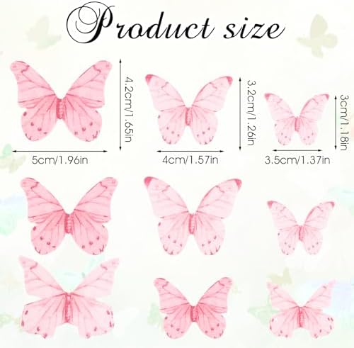 40 Pcs Pink Butterfly Cake Decorations Edible Butterfly Cupcake Toppers Pink Wafer Paper Butterflies Cake Toppers for Wedding Birthday Party Cupcakes Decorating Supplies