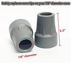 Crutch Tips, Replacement Medical Drive Cane Tips, 7/8 Inch, Gray, 2 Pcs