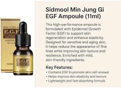 Sid-mool Min Jung GI E.G.F Ampoule - Korean Skin Care Ampoule - Firm-ness & Skin Health with EGF, Snail Secretion & Glycerin - Liposome Tech - All Skin Types & Face Use - Ampoule Korean Skin Care