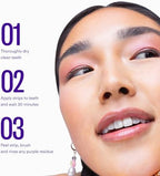 Hismile V34 Whitening Strips, Teeth Whitening Strips, Purple Tooth Whitening, Purple Whitening Strips, Tooth Stain Treatment, Combining Whitening and Colour Correction
