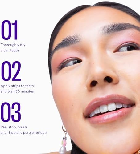 Hismile V34 Whitening Strips, Teeth Whitening Strips, Purple Tooth Whitening, Purple Whitening Strips, Tooth Stain Treatment, Combining Whitening and Colour Correction