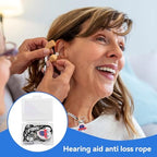Hearing Aids Clip Holder, Portable Pattern Hanging Rope Straps Antilost Hearing Aid Lanyard Retainer Fixing Tail BTE Protector with Storage Box for Adults Seniors & Kids
