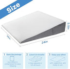 Vekkia 24" x 24" x 5.5" Bed Wedge Pillow for Sleeping – Triangle Pillow for Sleep Apnea, Acid Reflux, Snoring & Back Support, Post-Surgery Recovery, with Pockets & Washable Cover