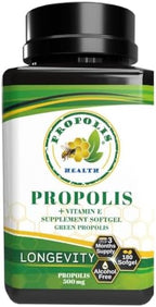 Propolis Health Propolis Capsules 1000mg-Daily with Vitamin E Per dose - Brazilian Green Propolis Extract - Immune Booster 50 Days Supply Propolis (180 Capsules)