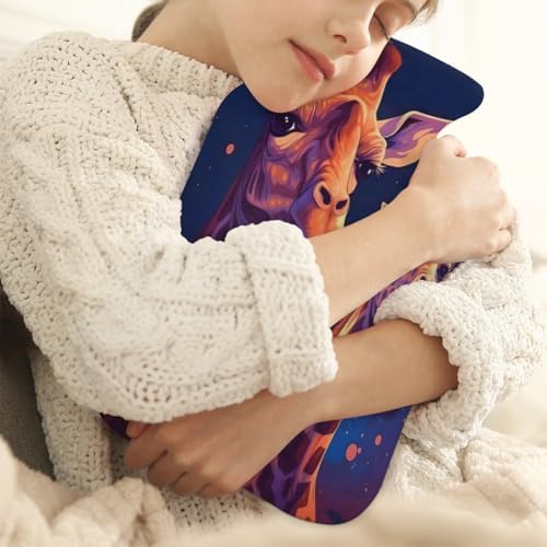 Giraffe Oil Painting Hot Water Bottle with Soft Cover, 2L Hot Water Bag for Pain Relief Menstrual Cramps Hand Feet Warmer Neck and Shoulder Hot and Cold Therapy