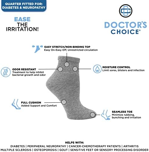 Doctor's Choice Diabetic Socks for Men Super Soft, Non Binding - Loose Wide Top Diabetic Ankle Socks for Men 4 Pairs