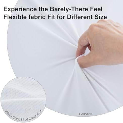 Massage Table Skirt,Massage Face Rest Cover,and Massage Table Under Storage 3pcs Set,SPA Bed Cover,Bed Valance,Soft and Stretchable Fabric Fit Different Size (White)