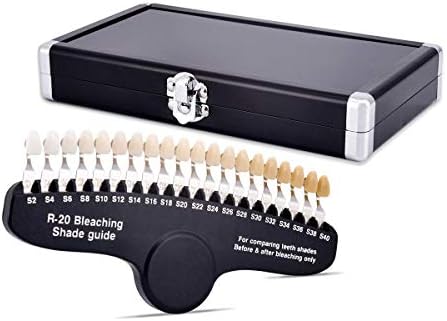 Professional 3D R-20 Teeth Whitening Shade Guide with Mirror, Classical Tooth Bleaching Shade Chart 20 Colors
