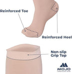 Mojo Compression Socks for Women and Men 20-30mmHg Knee High - Opaque Graduated Support Compression Stockings for Swelling, Lymphedema, Nursing - Beige, Large - AB201