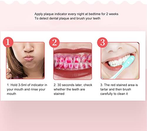 Plaque Disclosing Agent, 60ml Oral Tartar Test, Examination Plaque Indicator with Scale Measuring Cup Oral Tartar Test Check Indicator Gums Aid
