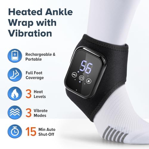 Cordless Foot Massager for Neuropathy, Foot Renew Massager, Ankle Massager for Pain Relief, HSA Eligible FSA, Ankle Heating Pad with Massage, Foot Heating Pad, Black