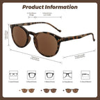 Reader Sunglasses Women, Small Round Prescription Reading Sunglasses with Readers with Spring Hinge