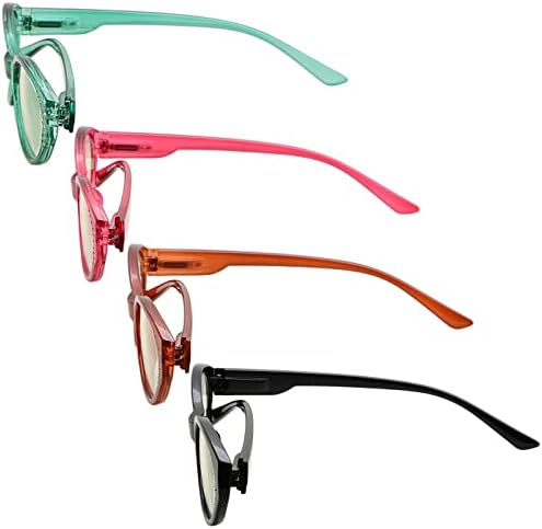 CessBlu 4 Pairs Oval Blue Light Blocking Computer Eyeglasses for Women Reading Glasses