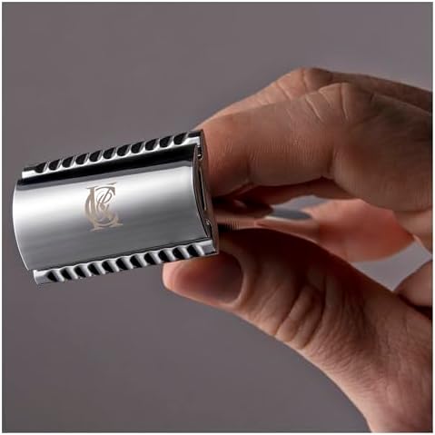 King C. Gillette Double Edge Safety Razor for Men, 5 Platinum Coated Double Edge Razor Blades, Gifts for Men