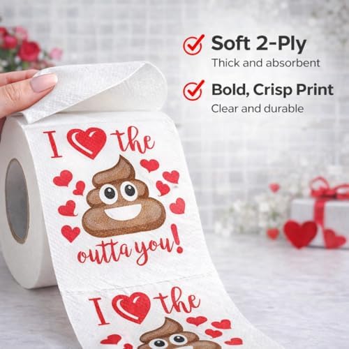 Funny Valentine’s Day Gag Gift Toilet Paper Roll, Valentine Joke Gift for Boyfriend, Girlfriend, Husband or Wife