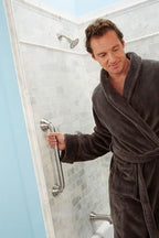 Moen LR8716D3GBN Bathroom Safety 16-Inch Designer Bathroom Grab Bar with Curled Grip, Brushed Nickel