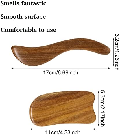yueton 2PCS Sandalwood Scraping Board Wooden Gua Sha Board Gua Sha Facial Body Massage Tool for Face and Body Treatment, Relieve Tensions and Reduce Puffiness