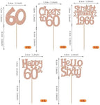 30PCS Happy 60th Birthday Cupcake Toppers Hello 60 Straight Outta 1966 Cupcake Picks Sixty Cheers to 60 Years Cake Decorations for 60th Birthday Anniversary Party Decorations Supplies Rose Gold