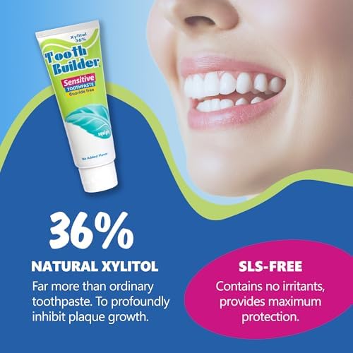 Squigle Tooth Builder SLS Free Toothpaste (Stops Tooth Sensitivity) Prevents Canker Sores, Cavities, Perioral Dermatitis, Bad Breath, Chapped Lips, 4 oz (4 Ounce (Pack of 1), Unflavored)
