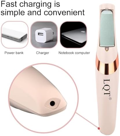 LQT® Electric Foot File – Rechargeable Callus Remover for Hard, Cracked Skin – At-Home Pedicure Kit for Smooth Feet (Men & Women) (Pink)