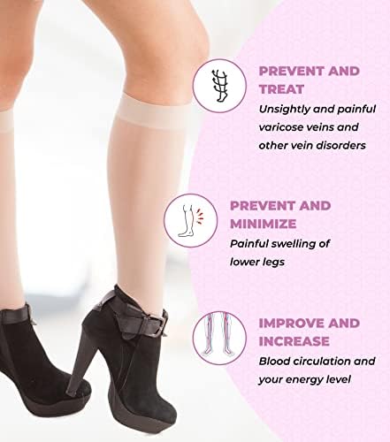 GABRIALLA 15–20 mmHg Sheer Medical Compression Socks for Women - Made in Italy Knee High Support Stockings for Circulation, Swelling Relief, Travel, Work, Pregnancy - Support Socks (Black)