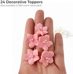 Global Sugar Art Blossom Sugar Cake Flowers with Pearl Stamens, Pink Unwired, 24 Count by Chef Alan Tetreault