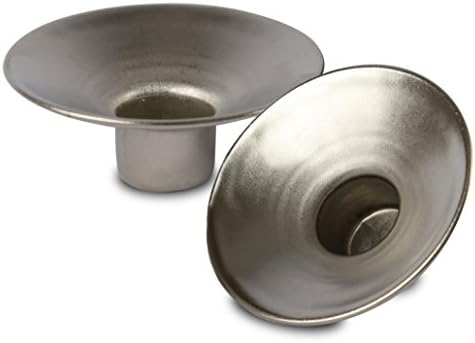 Ner Mitzvah Reusable Metal Candlestick Liners and Drip Guards - Medium Nickel Plated Candle Holder Protector Bobeches - Silver - 2 Pack