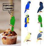 18pcs Glitter Parrot Dessert Cupcake Topper Flying Bird Nature Theme Decor Supplies Boys Girls Woman Lady Happy Birthday Party Decorations