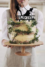 YzYbuaego Fishing Wedding Cake Topper, Black Mr & Mrs Cake Topper, Fishing Theme Wedding/Engagement/Bridal Shower Decoration (Couple)