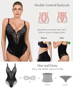 Popilush Shapewear Bodysuits for Women Lace Corset Tops Tummy Control V Neck Sleeveless Body Suit Thongs