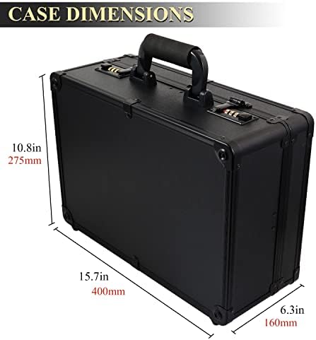 Barber Case Clipper Bag Black, Hair Kit Tool Box Aluminum Organizer with Portable Handle and Secure Numlock for Scissors, Clippers, Barber Supplies 15.8" x 11" x 6.5"