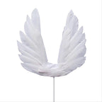 2Pcs Angel Wing Feather Cake Topper White Feather Cake Decor for Anniversary Birthday Party Wedding Baby Shower (white)