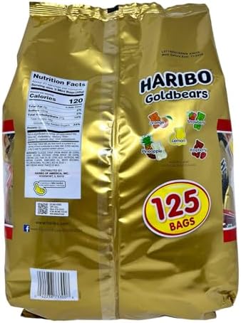 Haribo Goldbears Candy, 125 Treat Bags (50 OZ)