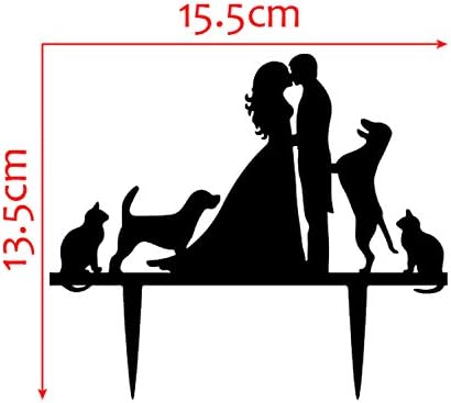 Wedding Cake Toppers Bride and Groom With Dogs and Cats Animal Silhouette Wedding Engagement Decoration