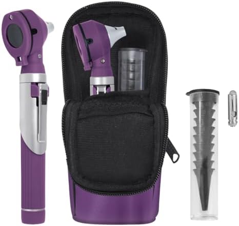 Fiber Optic Mini Otoscope - Ear Scope with Light for Infection Detection, Wax Removal, and At-Home ENT Exams (Purple Color)