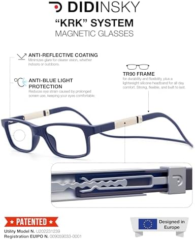 DIDINSKY Magnetic Reading Glasses – Foldable Blue Light Blocking Readers for Men & Women with Anti-Reflective Lenses
