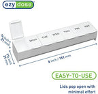 EZY DOSE Weekly (7-Day) Pill Case, Medicine Planner, Vitamin Organizer Box, Convenient and Easy to Use, Large Compartments, Travel Friendly, White, Made in the USA, BPA Free