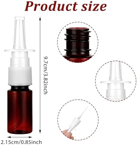 10 ml Nasal Spray Bottle 10Pcs Refillable Atomiser Spray Bottle Brown Plastic Empty Nasal Sprayer for Water Perfume Essential Oils Wound Disinfectant