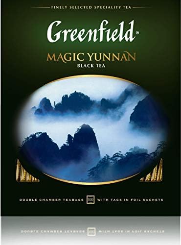 Greenfield Magic Yunnan Black Tea, 100 Double Chamber Tea Bags, Premium Chinese Yunnan Blend, Rich & Malty, Smooth Finish, Individually Sealed Foil Sachets, Caffeinated