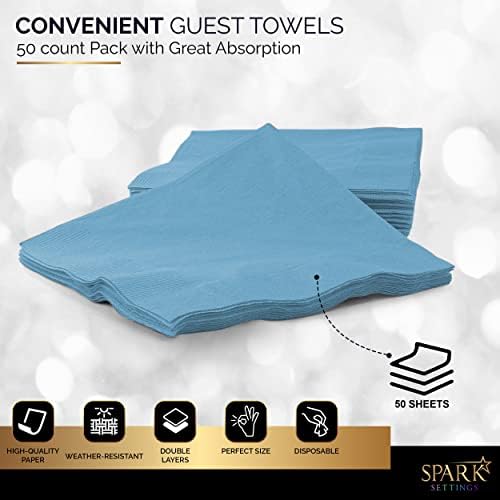 Big Party Pack 40 Count Caribbean Blue Dinner Napkins Tableware- Ideal for Wedding, Party, Birthday, Dinner, Lunch, Cocktails. (7” x 7”)